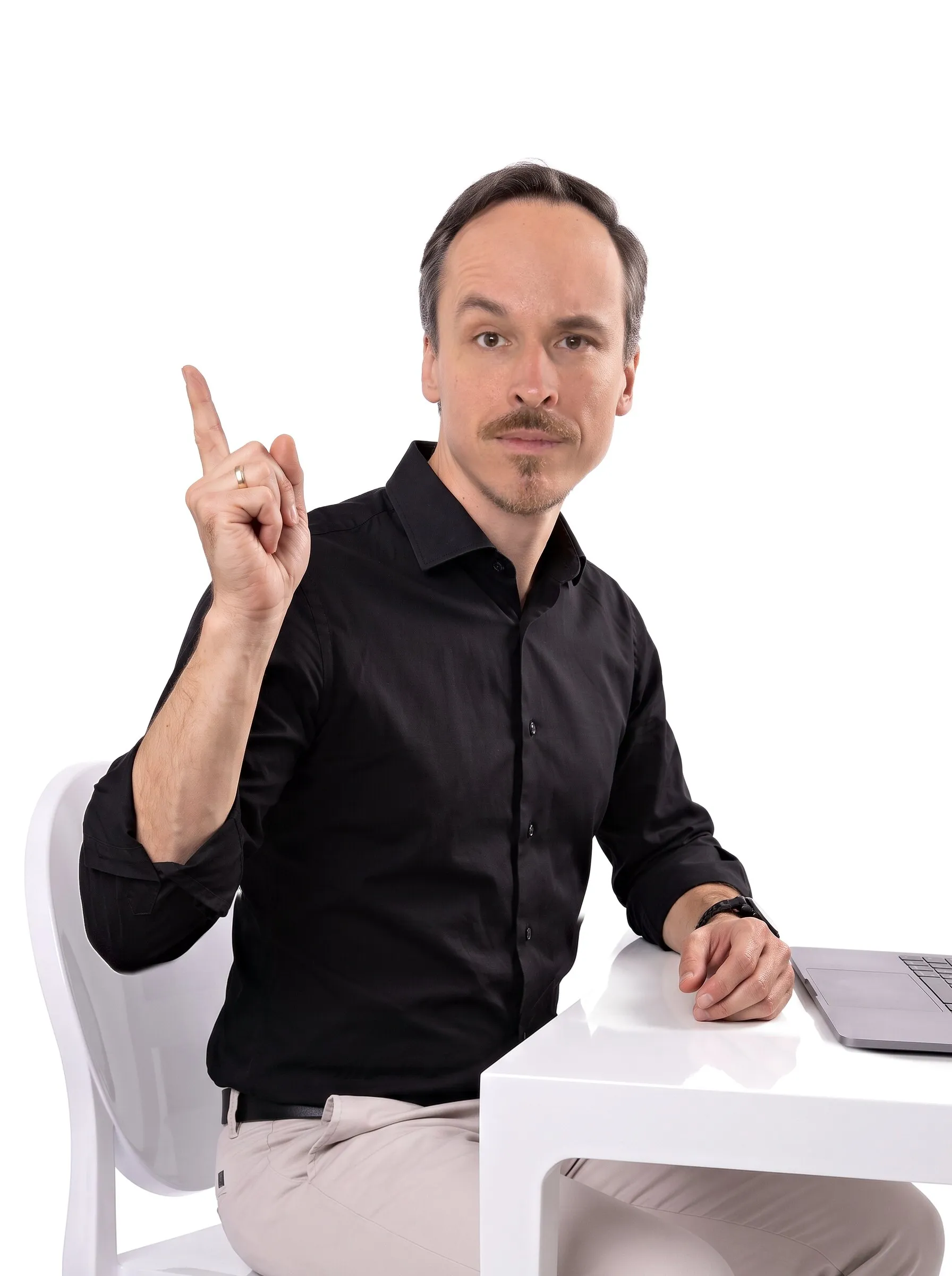 Krystian Gadomski in a white studio